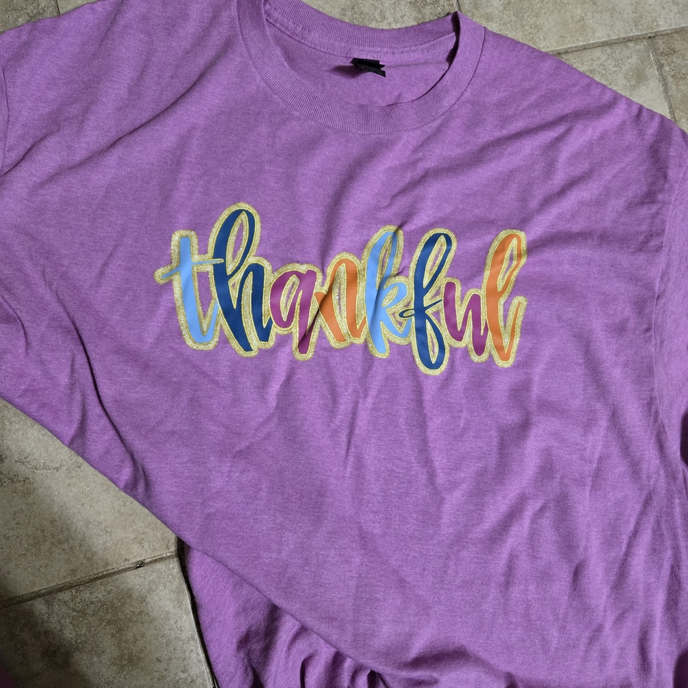 Purple Thankful Graphic Women's Top